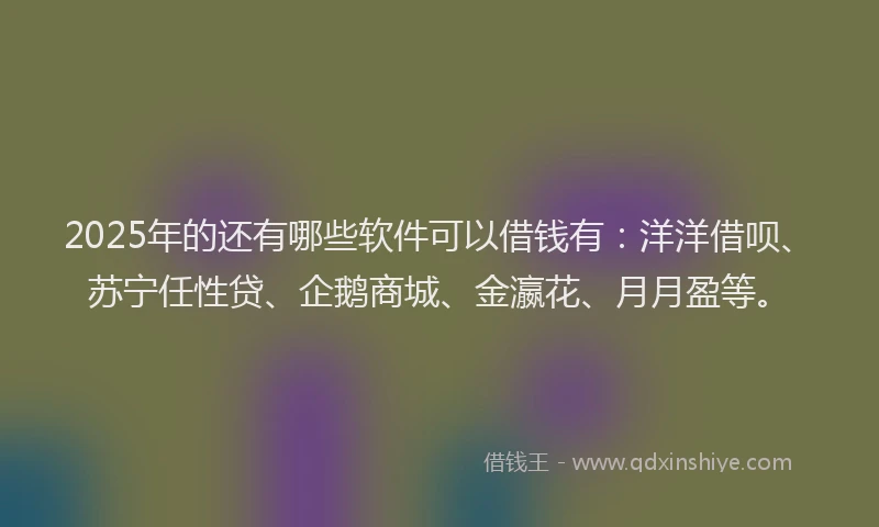2025年的还有哪些软件可以借钱有：洋洋借呗、苏宁任性贷、企鹅商城、金瀛花、月月盈等。