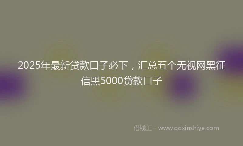 2025年最新贷款口子必下，汇总五个无视网黑征信黑5000贷款口子