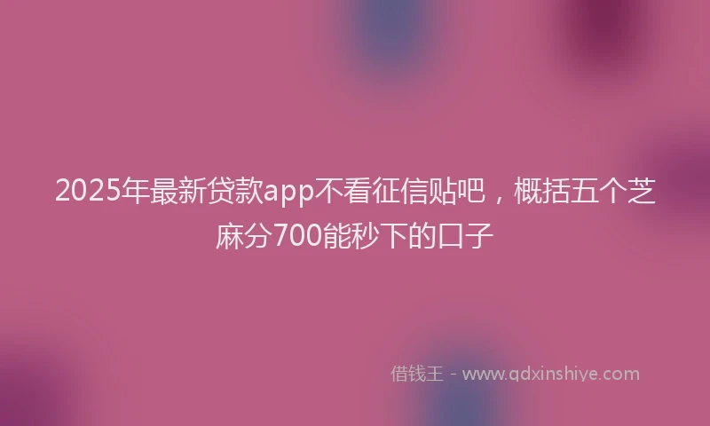 2025年最新贷款app不看征信贴吧，概括五个芝麻分700能秒下的口子