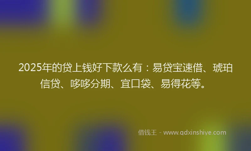 2025年的贷上钱好下款么有：易贷宝速借、琥珀信贷、哆哆分期、宜口袋、易得花等。
