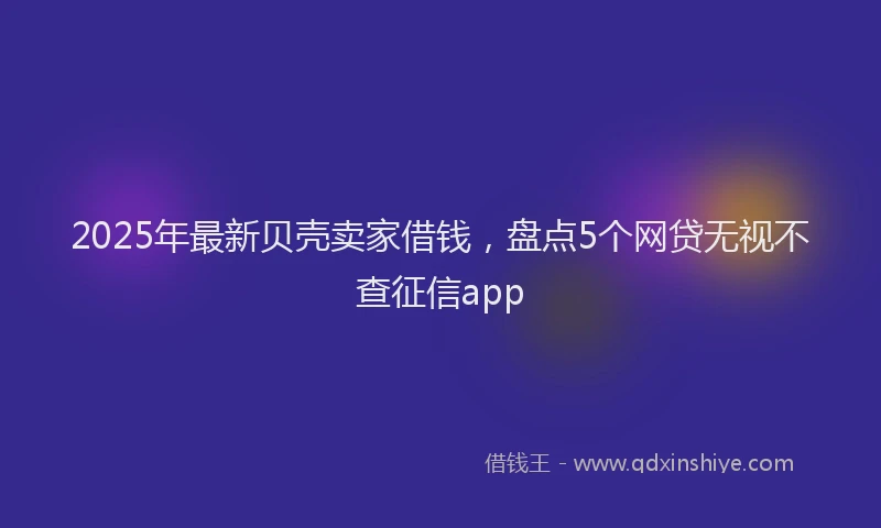 2025年最新贝壳卖家借钱，盘点5个网贷无视不查征信app