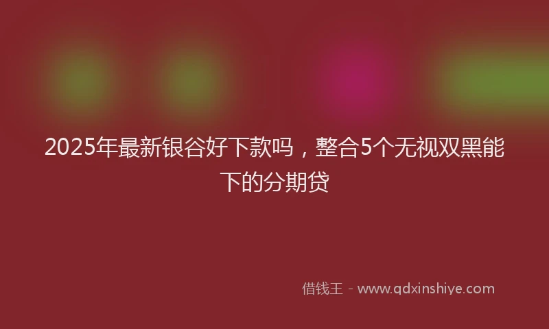 2025年最新银谷好下款吗，整合5个无视双黑能下的分期贷