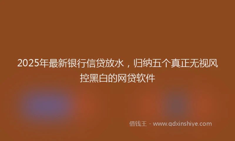 2025年最新银行信贷放水，归纳五个真正无视风控黑白的网贷软件