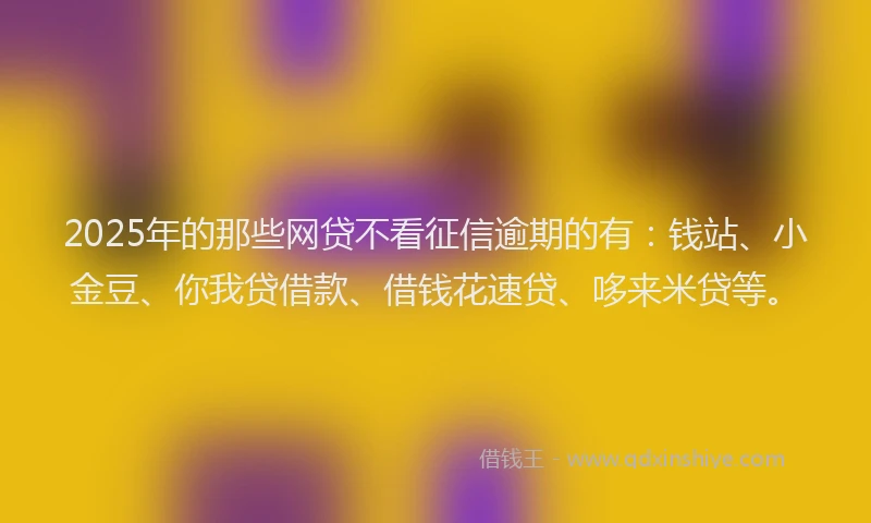 2025年的那些网贷不看征信逾期的有：钱站、小金豆、你我贷借款、借钱花速贷、哆来米贷等。