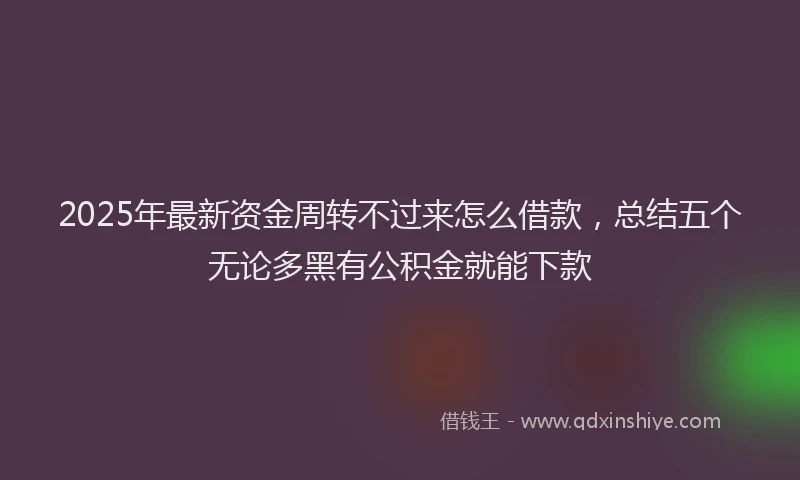 2025年最新资金周转不过来怎么借款，总结五个无论多黑有公积金就能下款