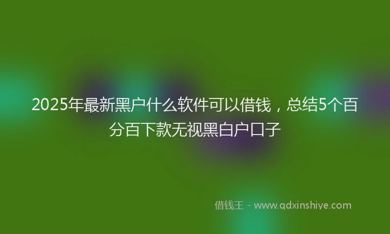 2025年最新黑户什么软件可以借钱，总结5个百分百下款无视黑白户口子