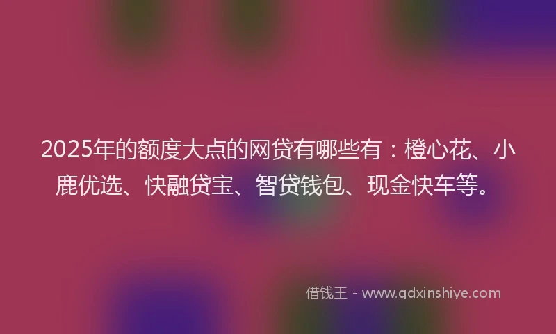 2025年的额度大点的网贷有哪些有：橙心花、小鹿优选、快融贷宝、智贷钱包、现金快车等。