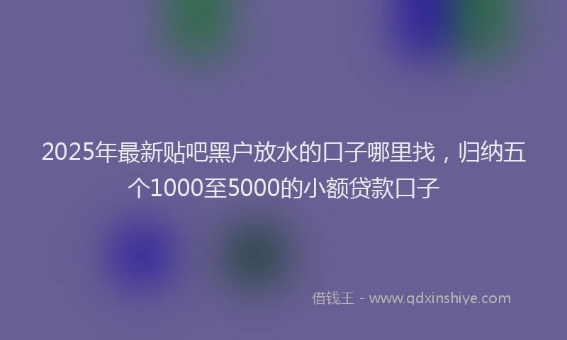 2025年最新贴吧黑户放水的口子哪里找，归纳五个1000至5000的小额贷款口子