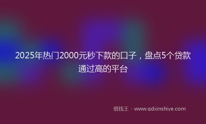 2025年热门2000元秒下款的口子，盘点5个贷款通过高的平台