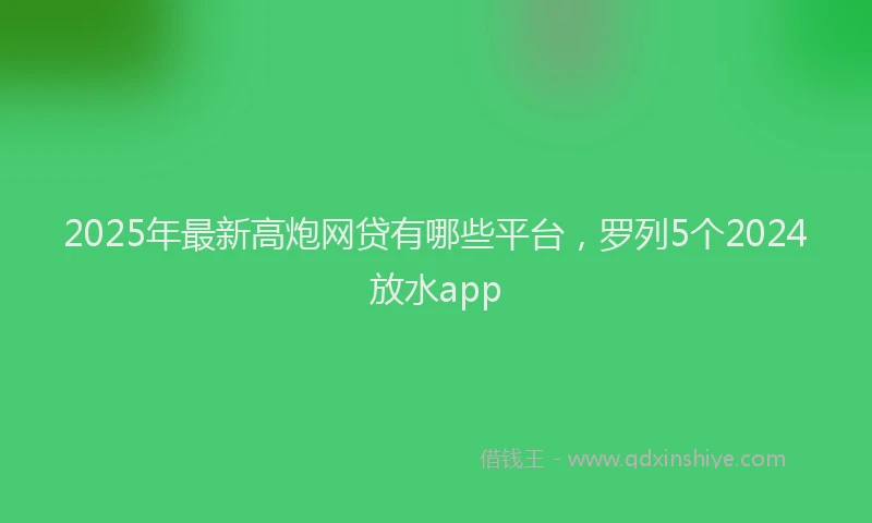 2025年最新高炮网贷有哪些平台，罗列5个2024放水app