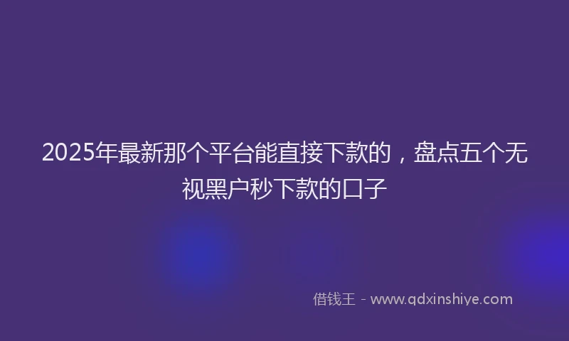 2025年最新那个平台能直接下款的，盘点五个无视黑户秒下款的口子