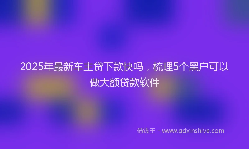 2025年最新车主贷下款快吗，梳理5个黑户可以做大额贷款软件