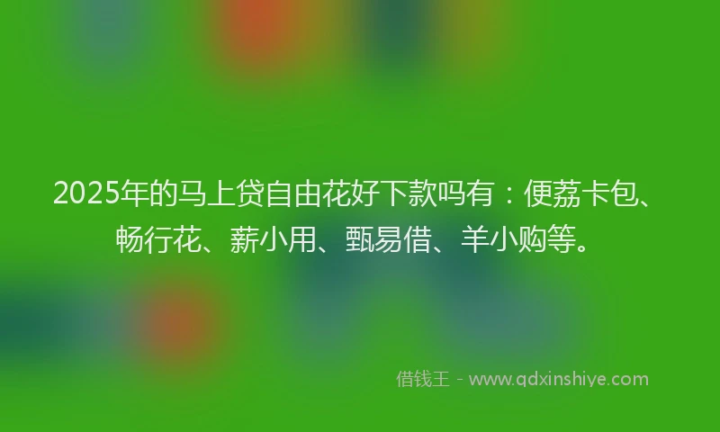 2025年的马上贷自由花好下款吗有：便荔卡包、畅行花、薪小用、甄易借、羊小购等。