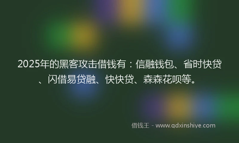 2025年的黑客攻击借钱有：信融钱包、省时快贷、闪借易贷融、快快贷、森森花呗等。