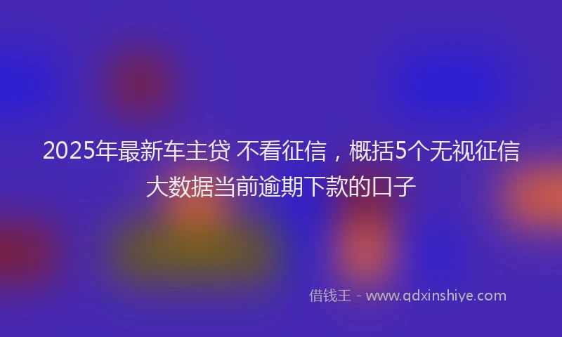 2025年最新车主贷 不看征信，概括5个无视征信大数据当前逾期下款的口子