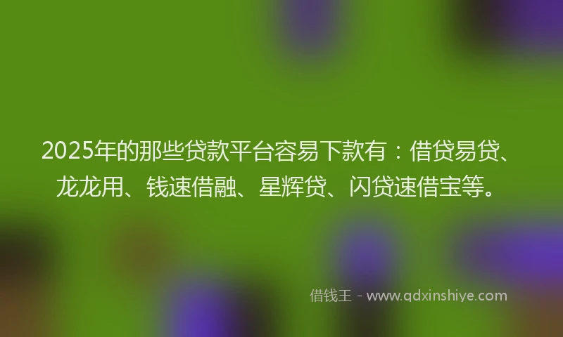 2025年的那些贷款平台容易下款有：借贷易贷、龙龙用、钱速借融、星辉贷、闪贷速借宝等。