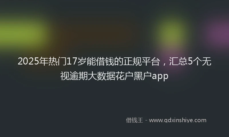 2025年热门17岁能借钱的正规平台，汇总5个无视逾期大数据花户黑户app