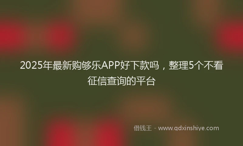 2025年最新购够乐APP好下款吗，整理5个不看征信查询的平台