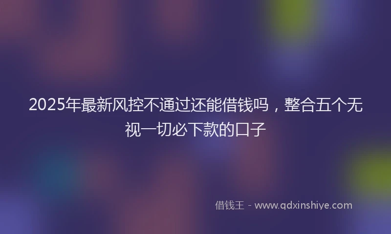 2025年最新风控不通过还能借钱吗，整合五个无视一切必下款的口子