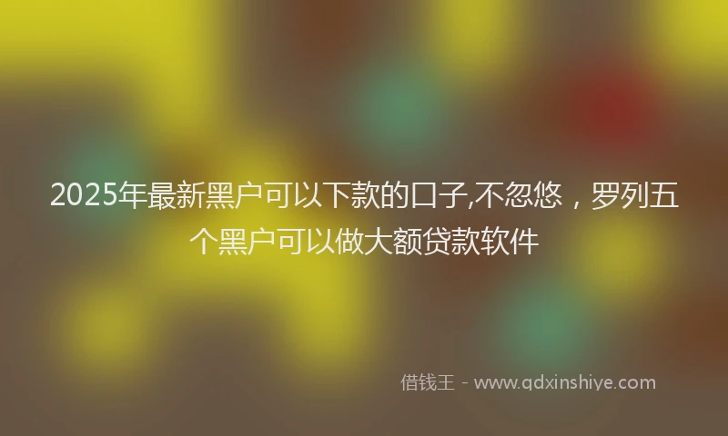 2025年最新黑户可以下款的口子,不忽悠，罗列五个黑户可以做大额贷款软件