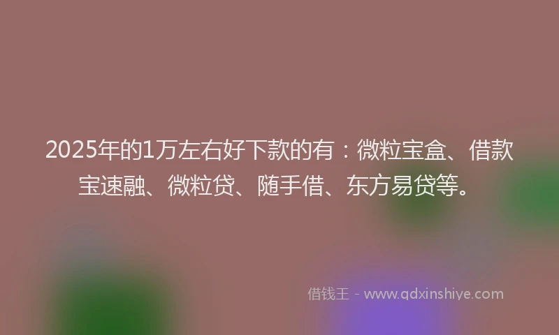 2025年的1万左右好下款的有：微粒宝盒、借款宝速融、微粒贷、随手借、东方易贷等。