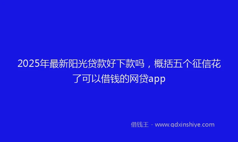 2025年最新阳光贷款好下款吗，概括五个征信花了可以借钱的网贷app
