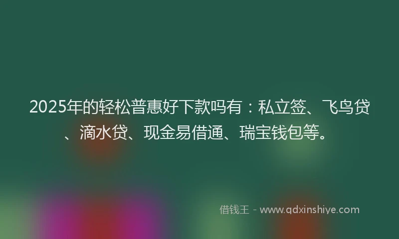 2025年的轻松普惠好下款吗有：私立签、飞鸟贷、滴水贷、现金易借通、瑞宝钱包等。