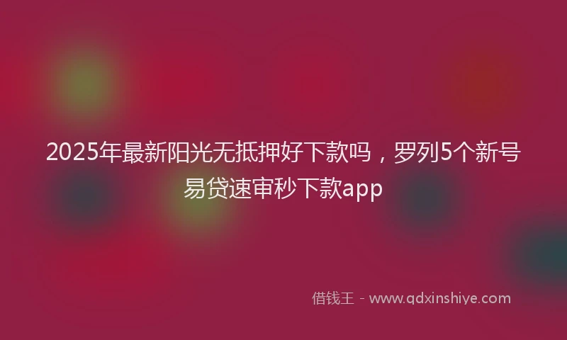 2025年最新阳光无抵押好下款吗，罗列5个新号易贷速审秒下款app