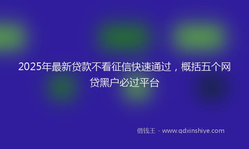 2025年最新贷款不看征信快速通过，概括五个网贷黑户必过平台
