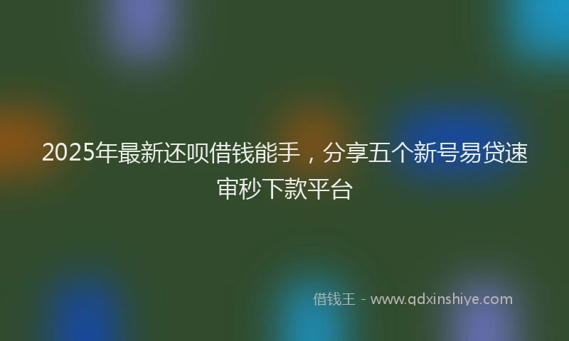 2025年最新还呗借钱能手，分享五个新号易贷速审秒下款平台