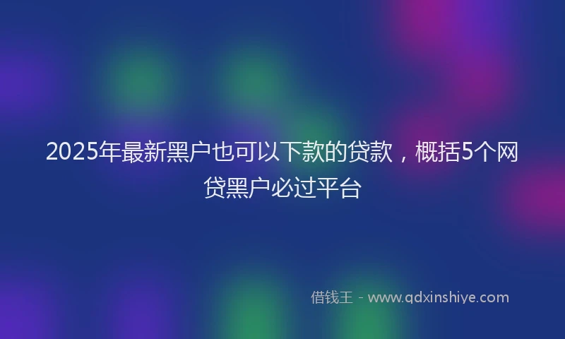 2025年最新黑户也可以下款的贷款，概括5个网贷黑户必过平台