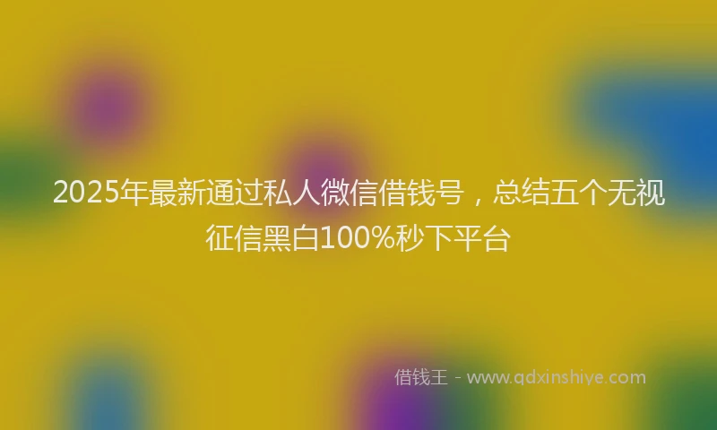 2025年最新通过私人微信借钱号，总结五个无视征信黑白100%秒下平台