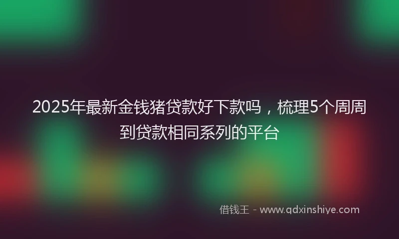 2025年最新金钱猪贷款好下款吗，梳理5个周周到贷款相同系列的平台