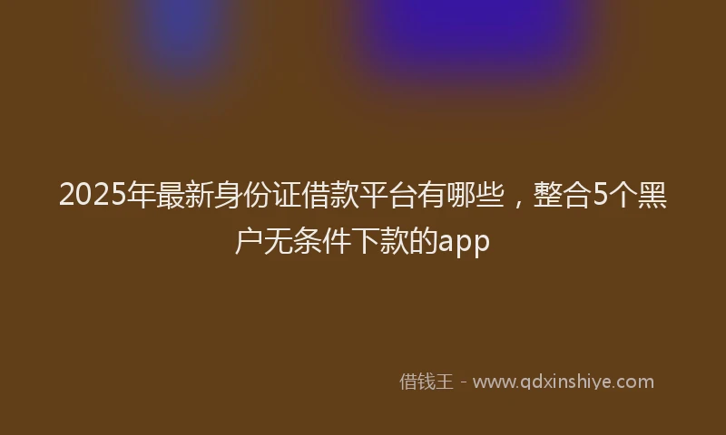2025年最新身份证借款平台有哪些，整合5个黑户无条件下款的app