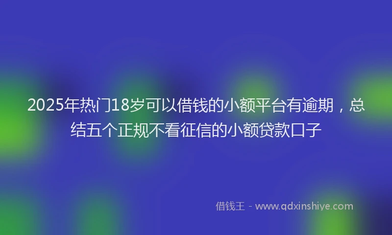 2025年热门18岁可以借钱的小额平台有逾期，总结五个正规不看征信的小额贷款口子