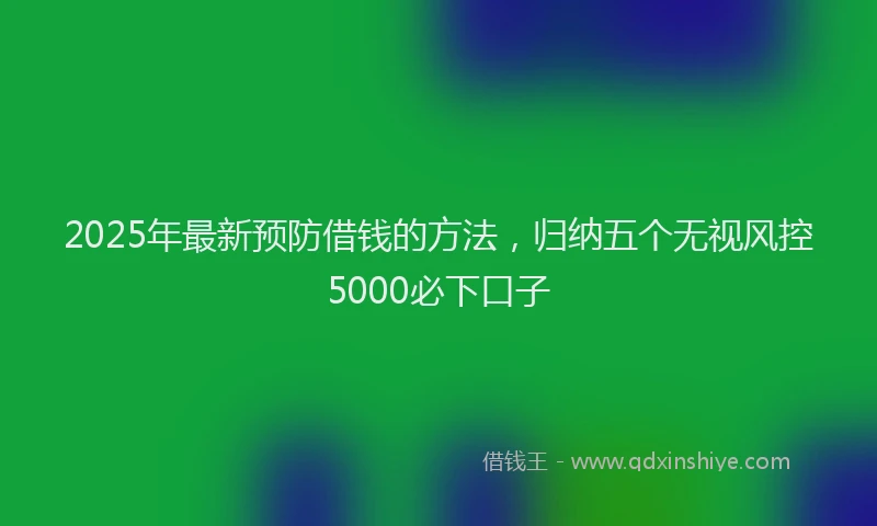 2025年最新预防借钱的方法，归纳五个无视风控5000必下口子