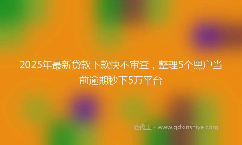 2025年最新贷款下款快不审查，整理5个黑户当前逾期秒下5万平台