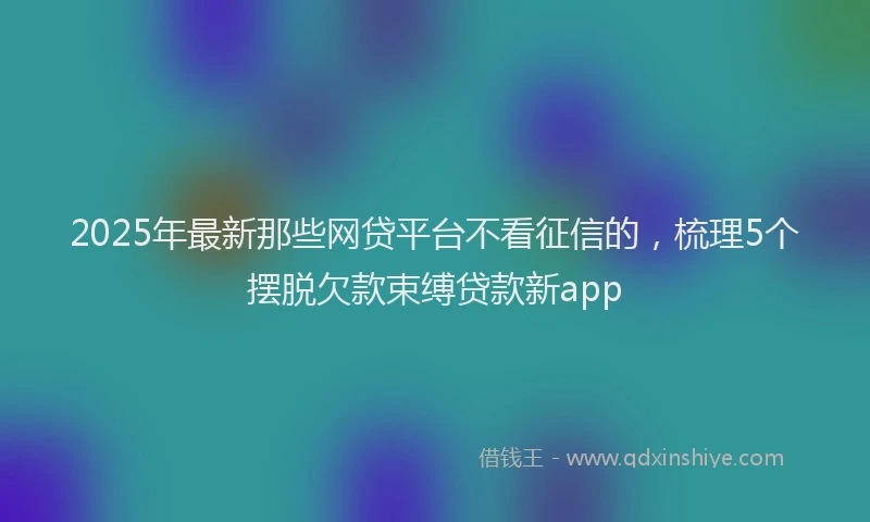 2025年最新那些网贷平台不看征信的，梳理5个摆脱欠款束缚贷款新app