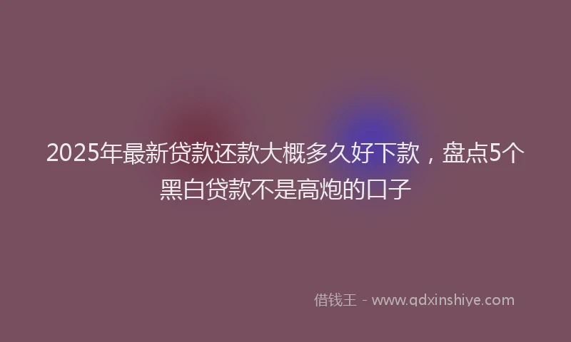 2025年最新贷款还款大概多久好下款，盘点5个黑白贷款不是高炮的口子