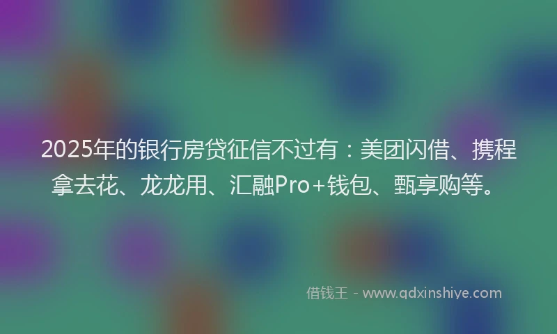 2025年的银行房贷征信不过有：美团闪借、携程拿去花、龙龙用、汇融Pro+钱包、甄享购等。