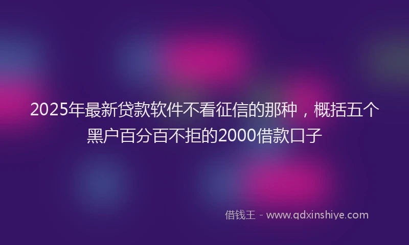 2025年最新贷款软件不看征信的那种，概括五个黑户百分百不拒的2000借款口子
