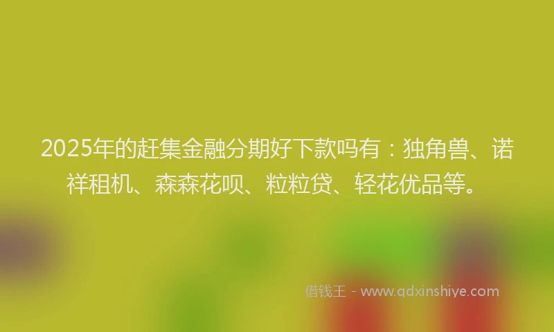 2025年的赶集金融分期好下款吗有：独角兽、诺祥租机、森森花呗、粒粒贷、轻花优品等。