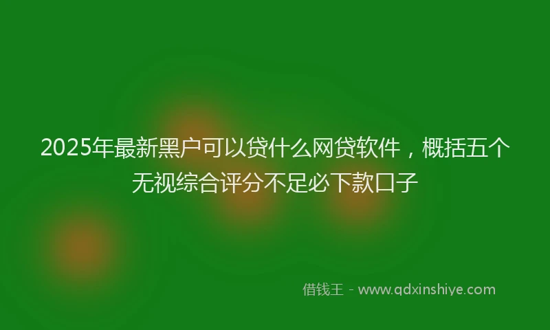 2025年最新黑户可以贷什么网贷软件，概括五个无视综合评分不足必下款口子