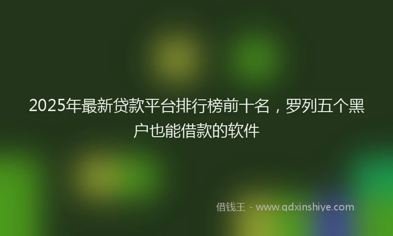 2025年最新贷款平台排行榜前十名，罗列五个黑户也能借款的软件