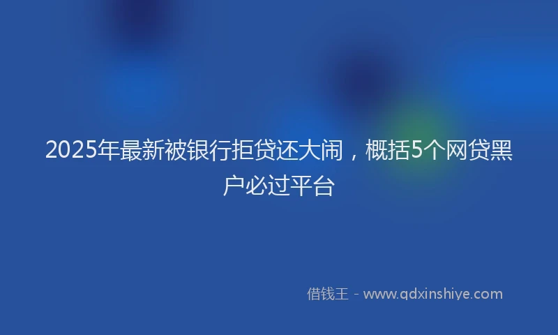 2025年最新被银行拒贷还大闹，概括5个网贷黑户必过平台