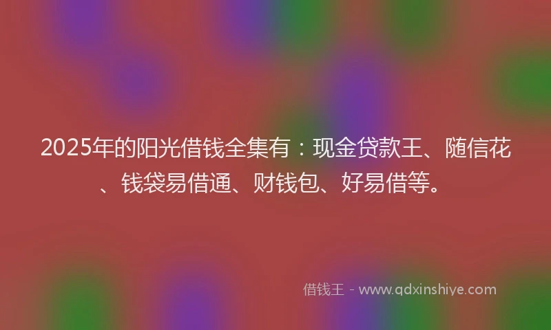 2025年的阳光借钱全集有：现金贷款王、随信花、钱袋易借通、财钱包、好易借等。