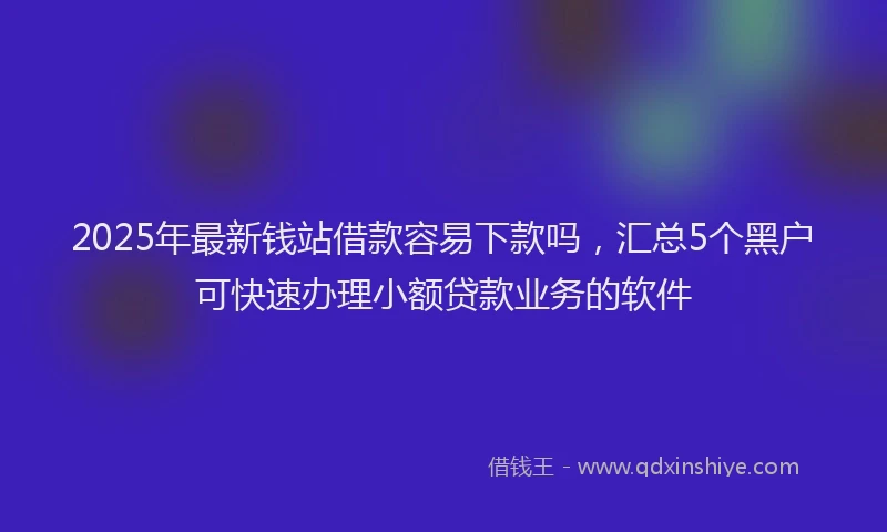 2025年最新钱站借款容易下款吗，汇总5个黑户可快速办理小额贷款业务的软件