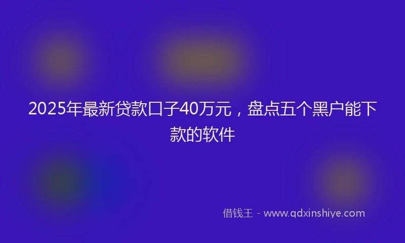 2025年最新贷款口子40万元，盘点五个黑户能下款的软件