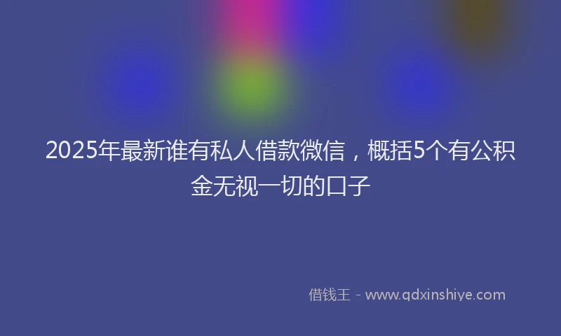 2025年最新谁有私人借款微信，概括5个有公积金无视一切的口子