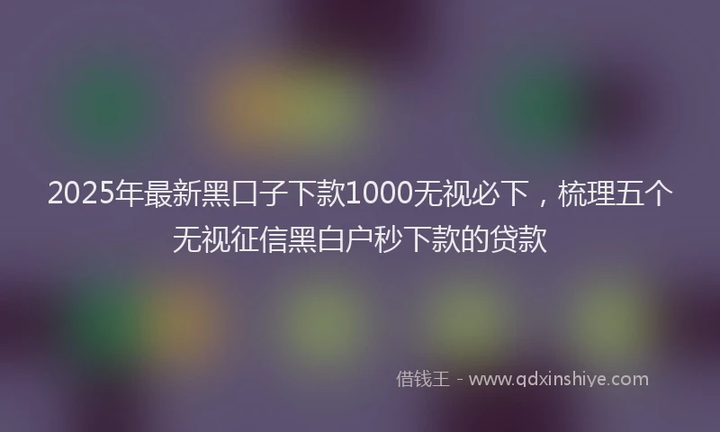 2025年最新黑口子下款1000无视必下，梳理五个无视征信黑白户秒下款的贷款